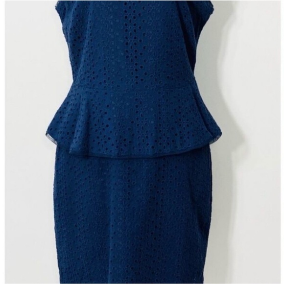 BCBG PARIS Emily Navy Eyelet Peplum Dress Sz 2 - Picture 7 of 13